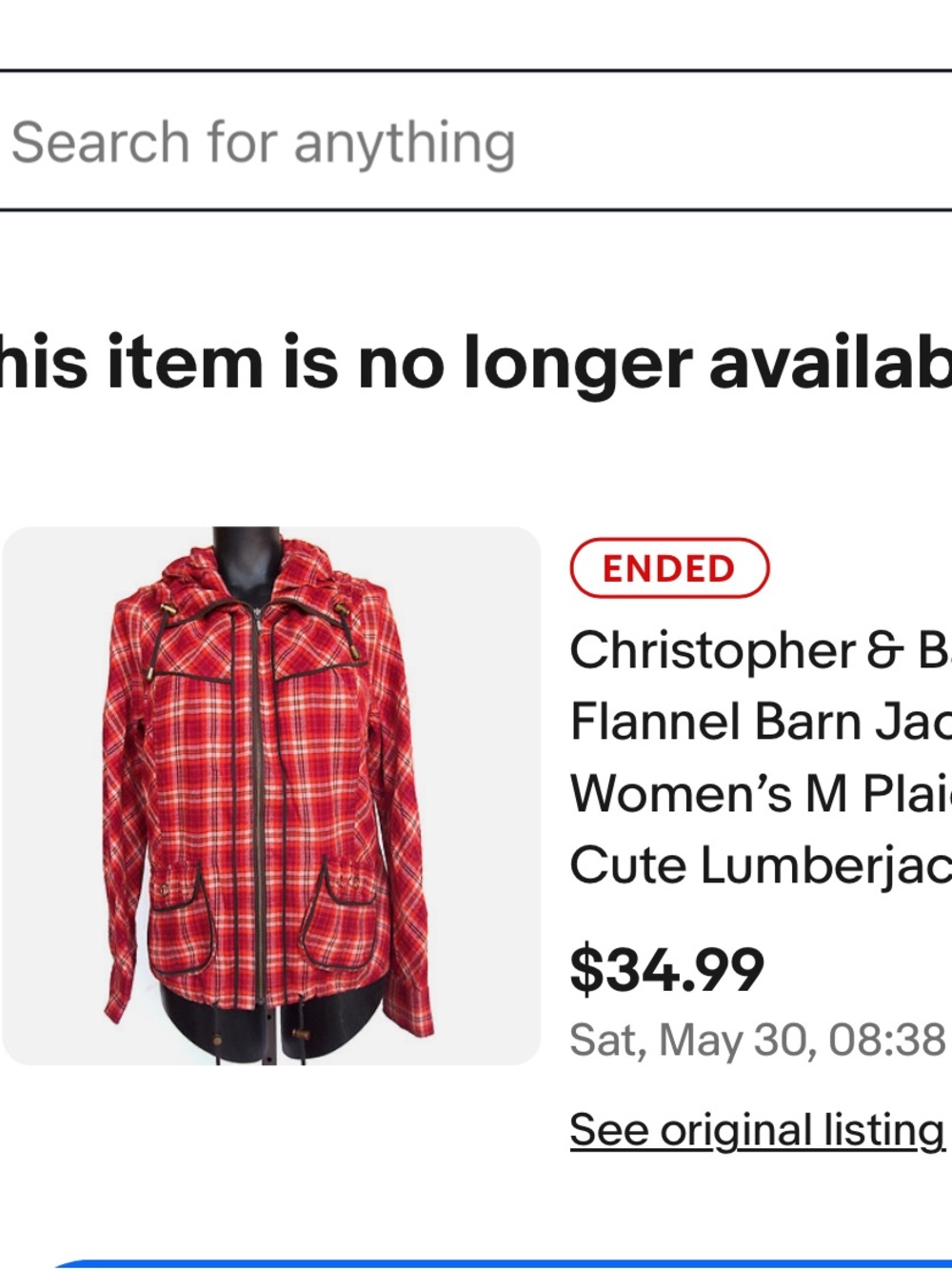 Christopher & Banks Red Plaid Flannel Barn Jacket - Women’s M